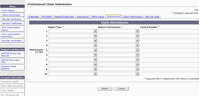 Online Claim Submission - 1500 Form