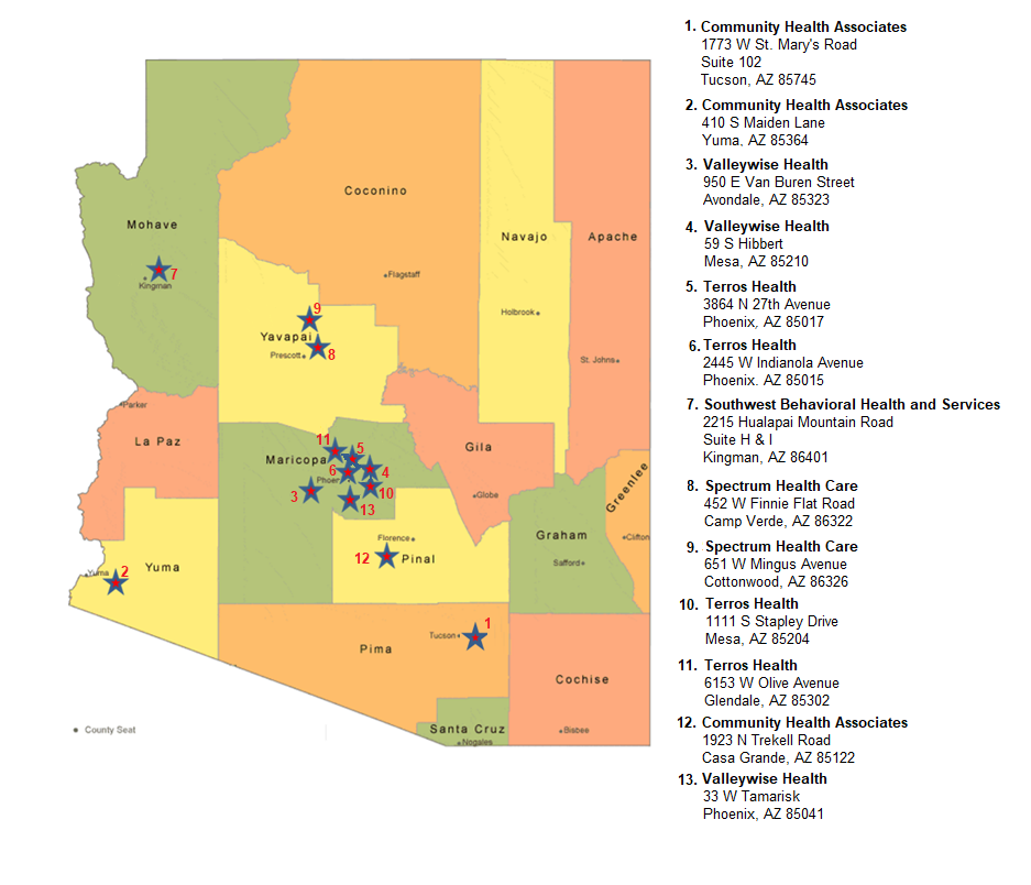 TIP Justice Clinic Locations Map